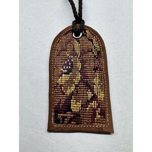 Siggy Handmade leather luggage tags with Huipil Fabric